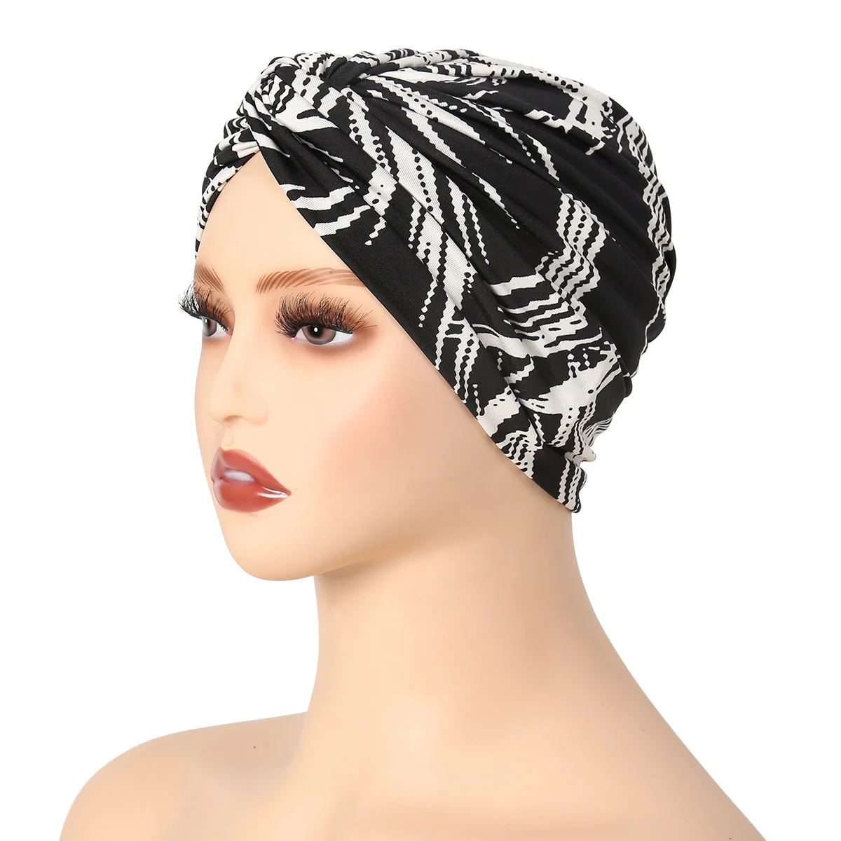 Women Stretchy Turban Cap Muslim Hijabs Hat Female Inner Hijab Print Arab Indian Cap Wrap Head Hair Loss Accessories