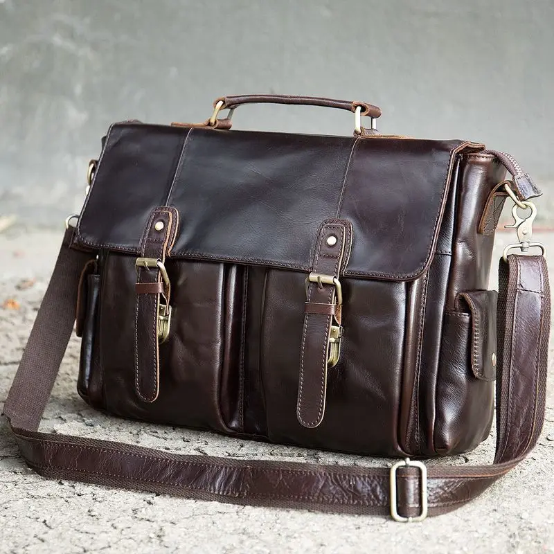 New model Business briefcase made of top-grade cowhide, high-end men's office laptop bag for business trips