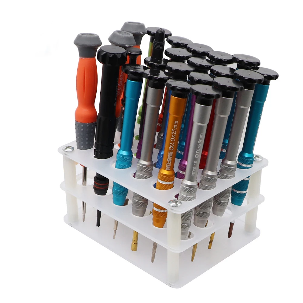 Caja de almacenamiento de destornilladores, caja de herramientas acrílicas, estante de almacenamiento de componentes electrónicos, Chips IC, soporte para herramientas de reparación de teléfonos móviles, 1 pieza