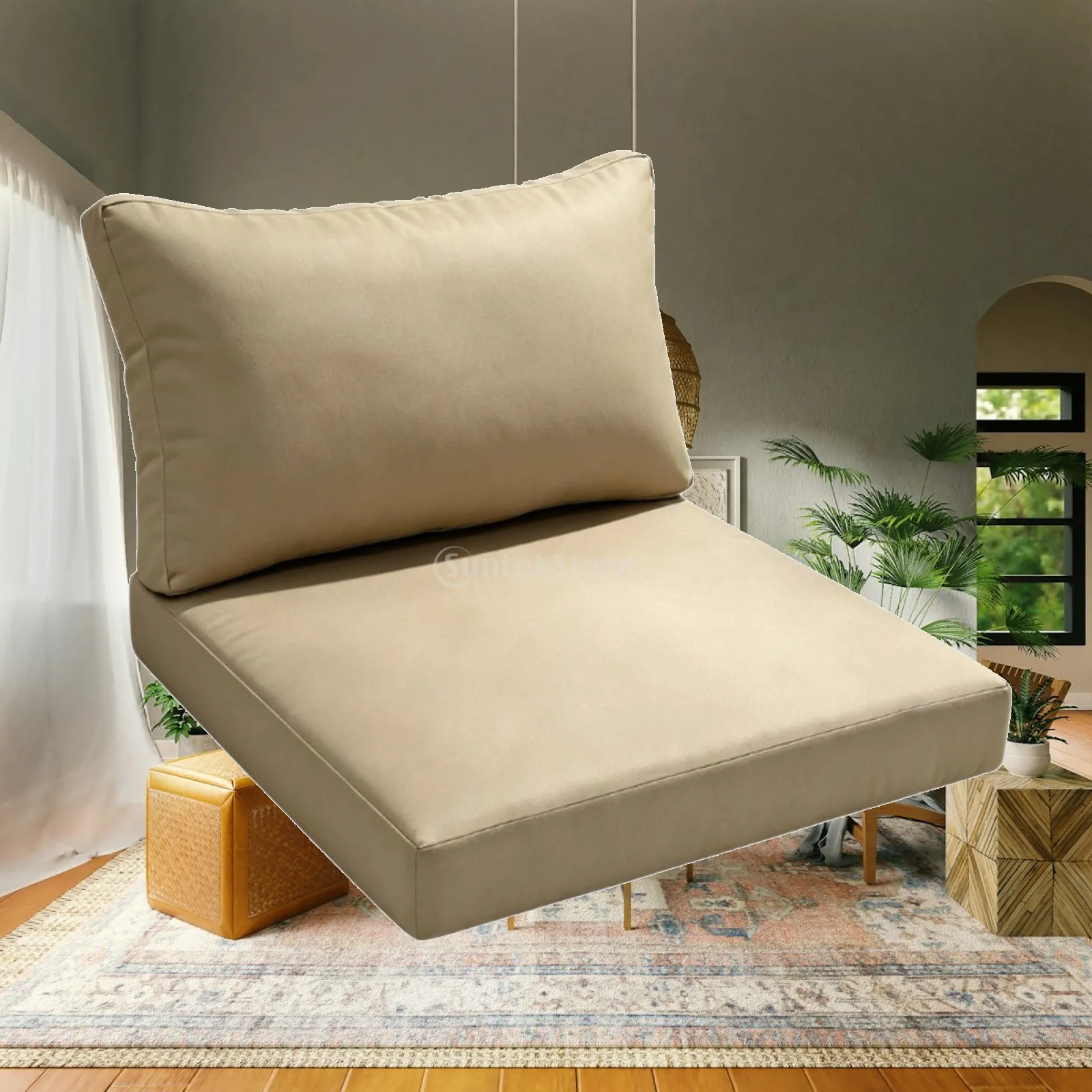 High Back Chair Cushion All-Season Chair Cushion with Backrest Seat Pad Protected Water Resistant for Garden, Balcony