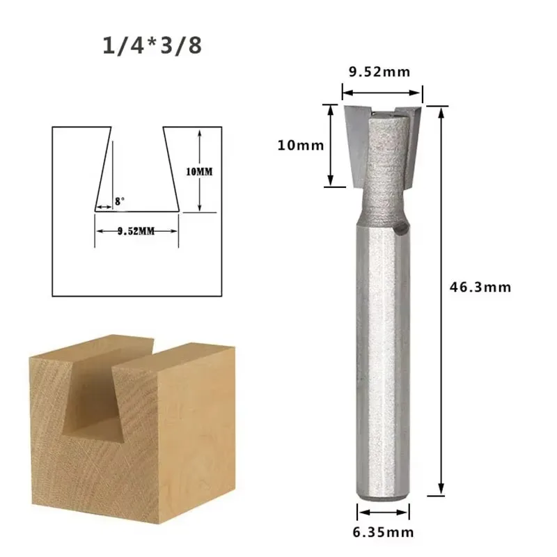 1PC 1/4" 6.35MM Shank Milling Cutter Wood Carving Dovetail Wood Cutter Dovetail Router Bits For Wood  Engraving Milling