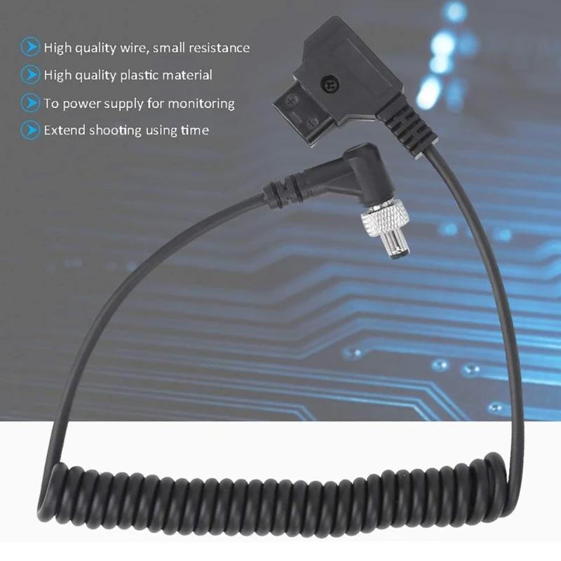 SZYA D Tap to DCRight Angle Coiled Power Cord for LCD Assist Monitors D Tap to DCRight Angle 12V Locking Device Spring Wire image 2