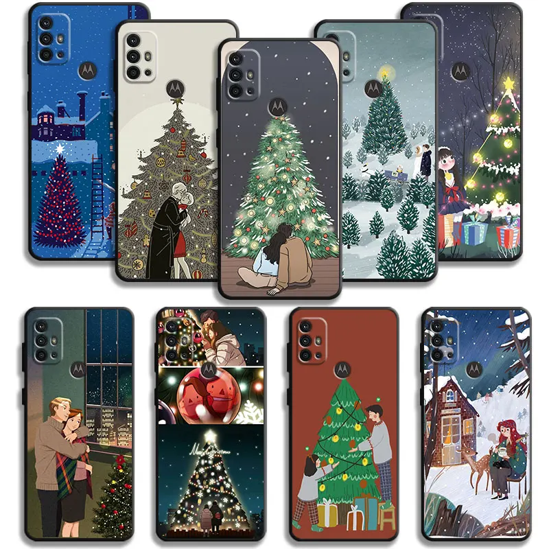 Merry Christmas Family Friends Couples Case For Motorola G200 G60 G50 G31 G30 G22 G9 G8 Power Plus Edge 20 Lite 30 One Fusion