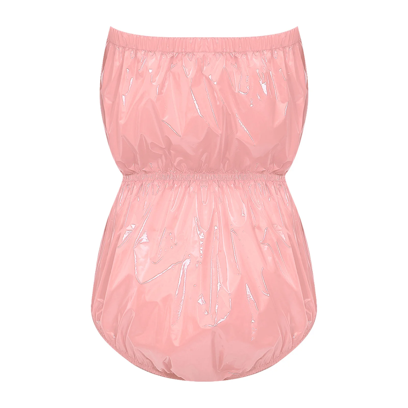 Women Waterproof Strapless Lingerie Bodysuit Elastic Band High-cutting Glossy Swimwear Rompers Fashion Clubwear Adaptive Costume
