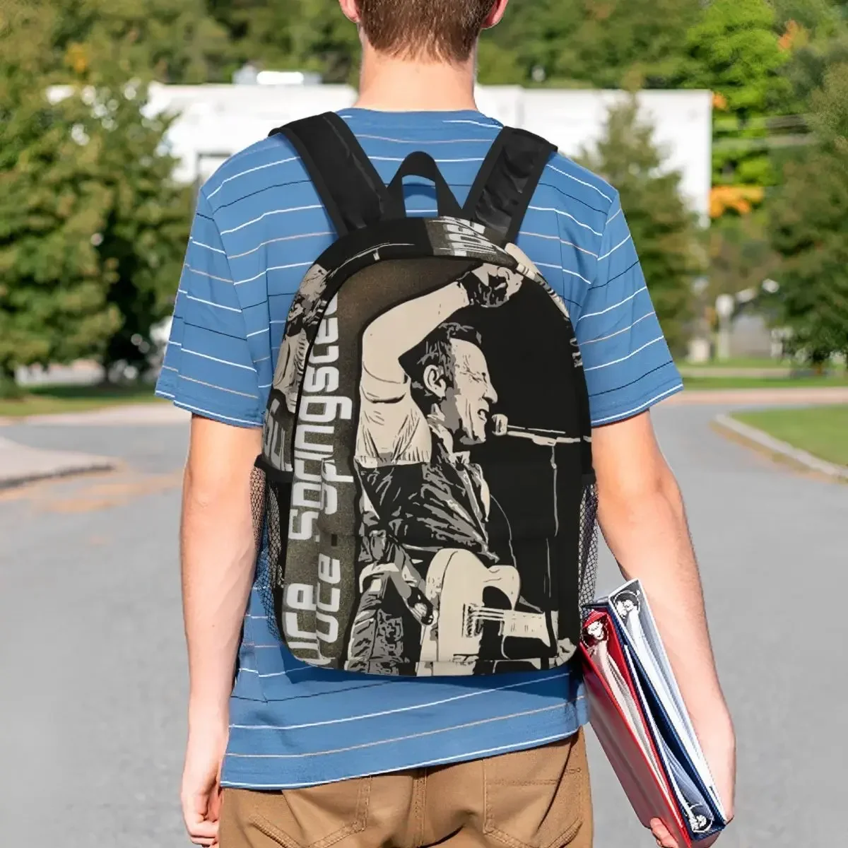 Portrait De Bruce Springsteen Creation CB 109 حقيبة ظهر للطلاب بنين بنات حقيبة كتب حقيبة مدرسية حقائب كتف للكمبيوتر المحمول للرجال والنساء #5