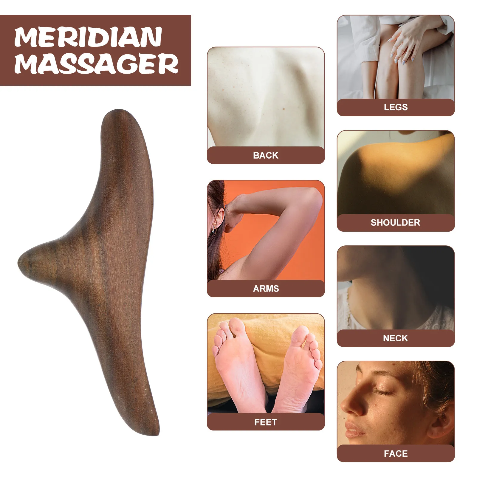 

1 Set Solid Wood Foot Massager Stick Green Sandalwood Acupoint Tool For Pressure Point Relief Portable Massage For Home Travel