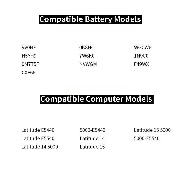 High Quality Laptop Battery VV0NF N5YH9 For DELL Latitude 0K8HC 7W6K0 E5440 E5540 VJXMC CXF66 0K8HC New Replacement Battery