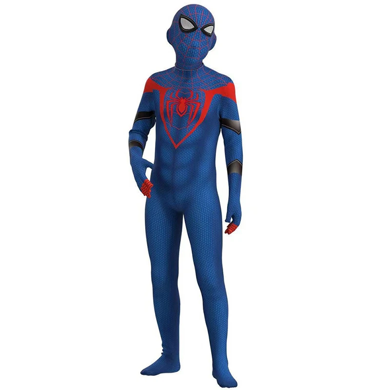 2024 New Arrival Blue Super Spider Boys Jumpsuit Cosplay Men Superhero Halloween Costume