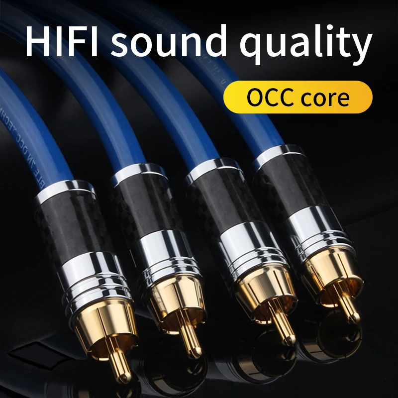 YYAUDIO Hi-Fi Dual RCA Audio Cable, Single Crystal Copper RCA Signal Cable, 2RCA to 2RCA Amplifier/Speaker Interconnect Cable