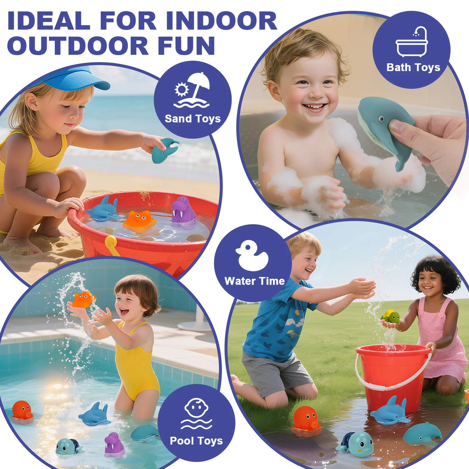 8 pezzi giocattoli da bagnetto per bambini simpatico cartone animato nuoto tartaruga polpo piscina spiaggia classica catena orologeria giocattolo d'acqua per bambini gioco d'acqua giocattolo