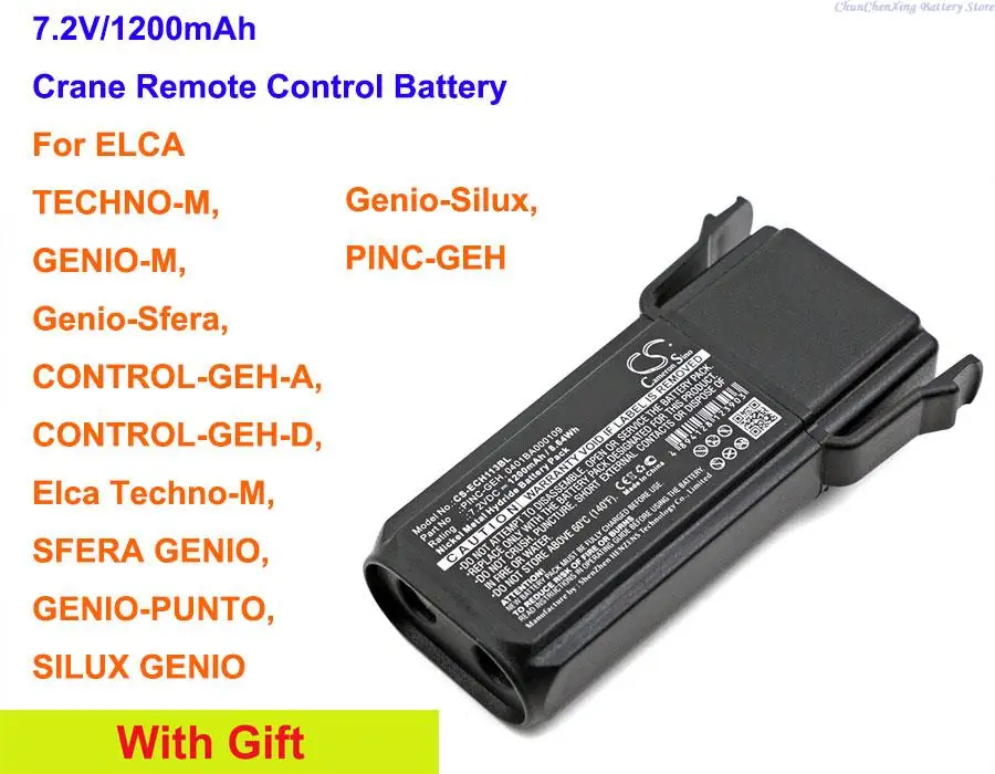 

OrangeYu 1200mAh Battery PINC-GEH for ELCA CONTROL-GEH-A, GEH-D, Techno-M, GENIO-M, GENIO-PUNTO, Sfera, Genio-Silux,PINC-GEH