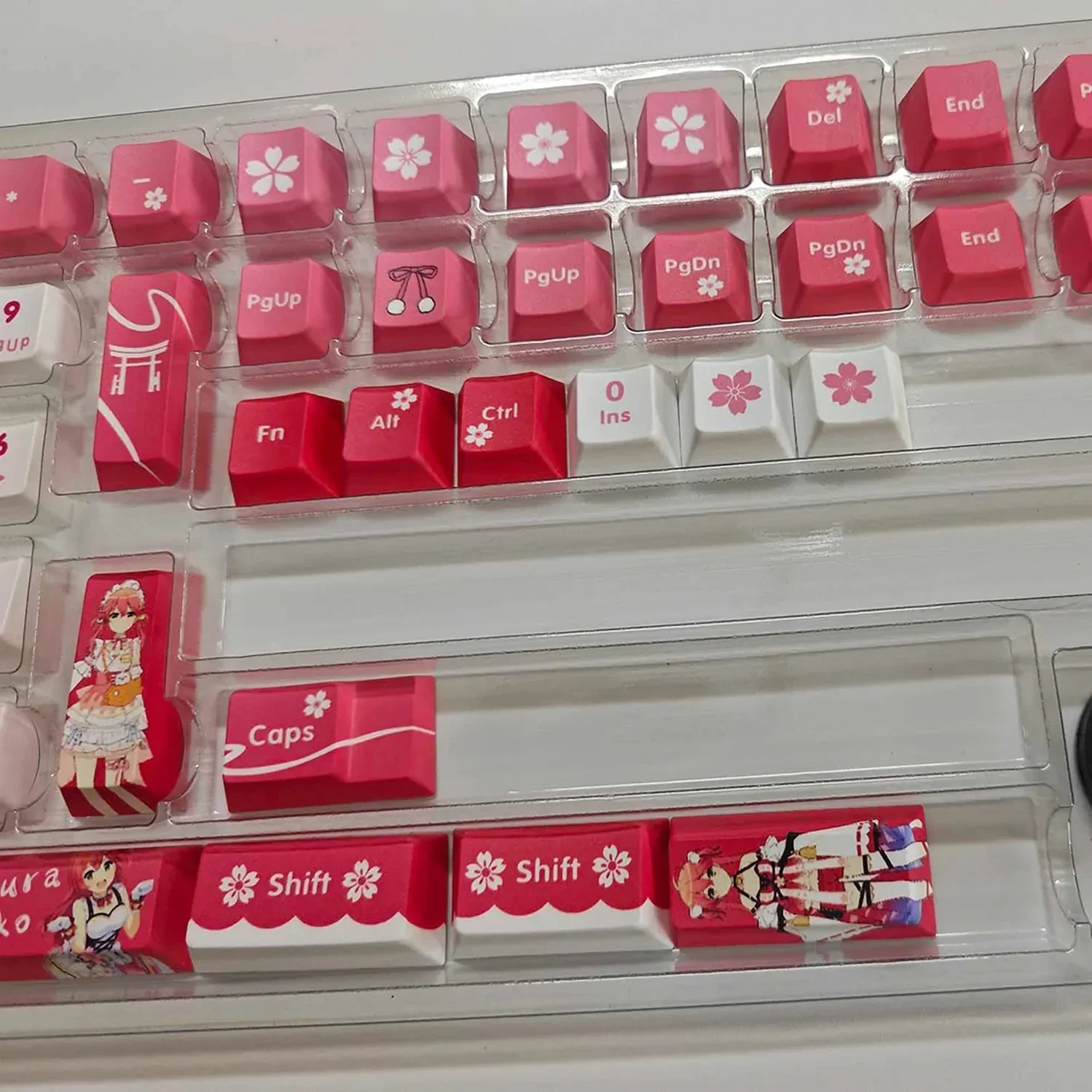 Imagem -05 - Hololive Vtuber Sakura Miko Pbt Cherry Keycaps mx Cruz Eixo Switch Teclado Mecânico Jogo Presente 132 Teclas por Conjunto