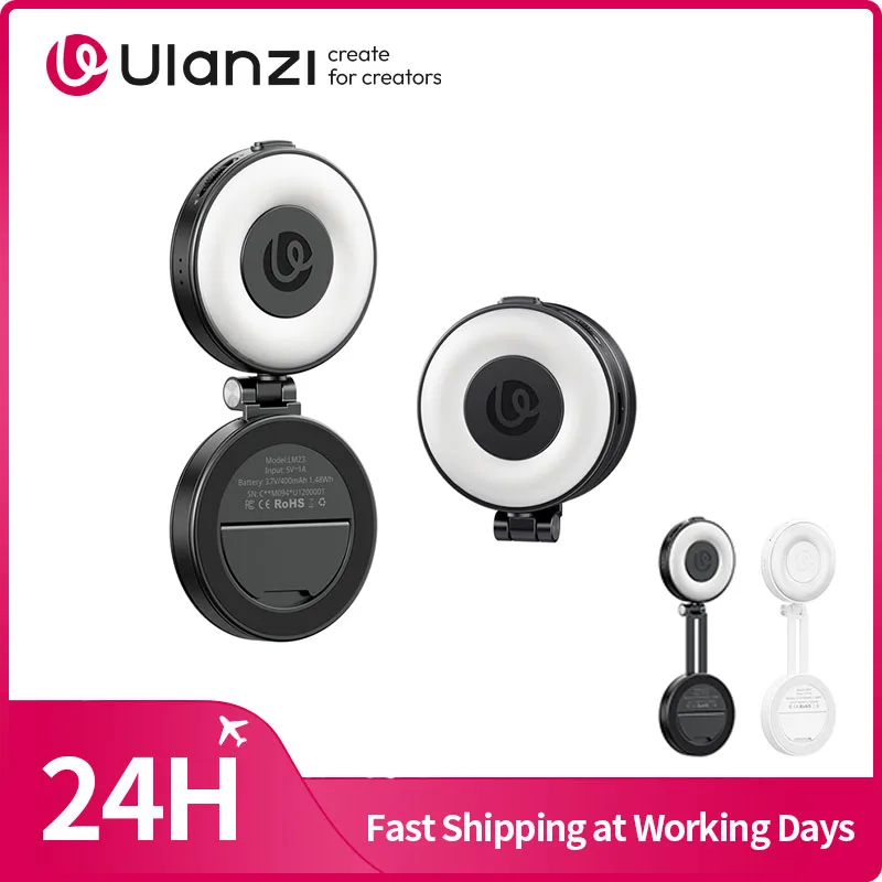 Ulanzi LM23 Pocket LED Light for iPhone 17 Pro Max 16 15 for Smartphones with Magnetic Ring Fill Light Desktop Stand for Vlog