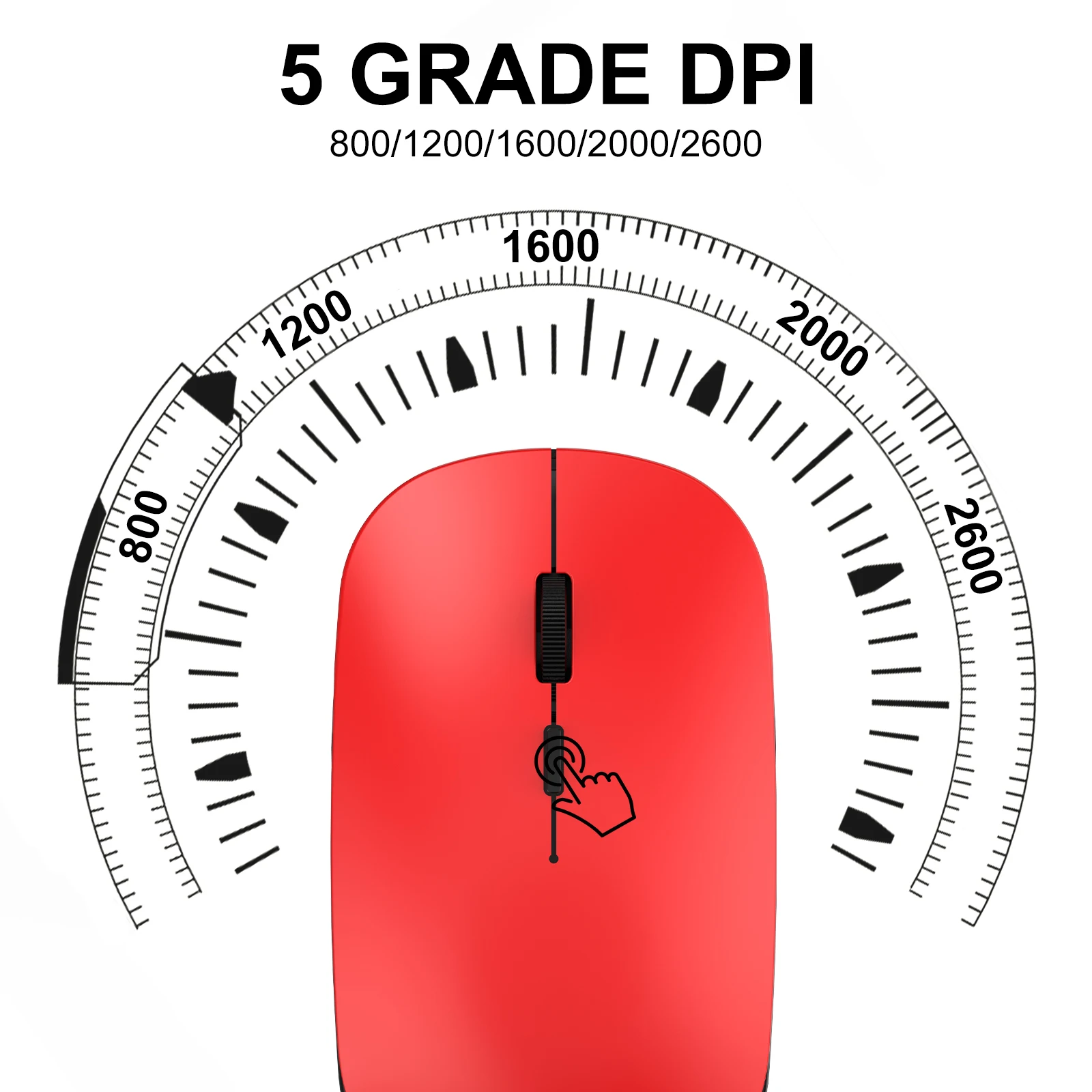 Wireless 2.4G Optical Mouse with USB Receiver Silent Ergonomic LED Design Battery Operated for PC Laptop Desktop MacBook Windows