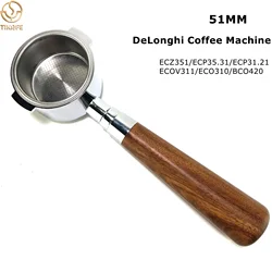 51mm Bottomless Portafilter Naked Filter Replacement For Delonghi Stilosa EC260BK,ECP3420,ECP3120  BCO421.S 304 Stainless Steel