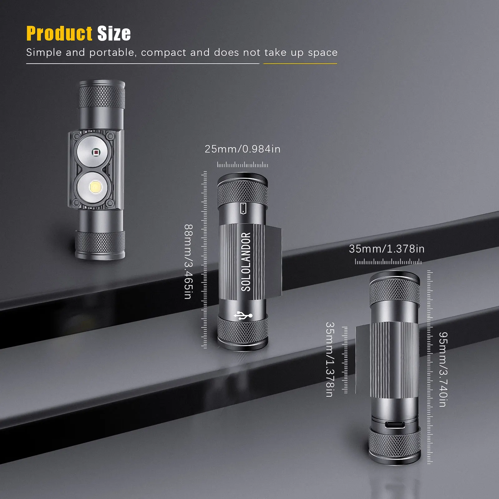 Faro frontal LED camuflaje con batería 18650 y USB Type-C - imagen 3