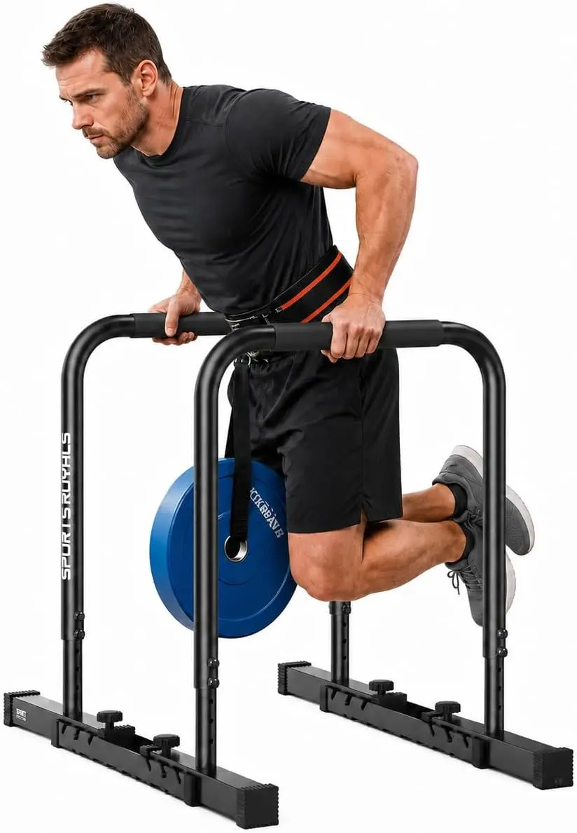 Heavy-Duty Dip Station Featuring Adjustable Height and Width, 600 LB Weight Capacity