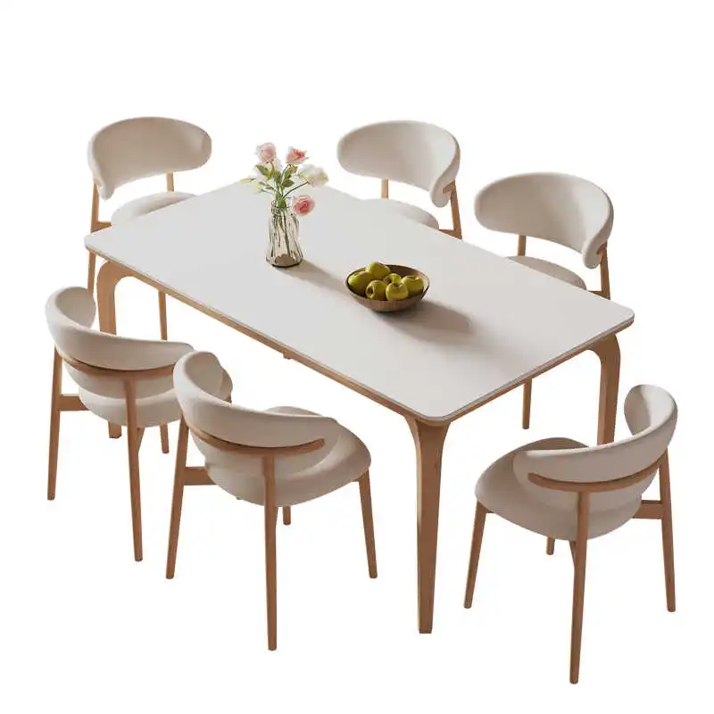 Table de Salle à Manger de Luxe Légère, Étanche à l'Huile, Tables de Restaurant Nordiques en Bois, 4 Chaises Modernes, Grands Meubles de Maison