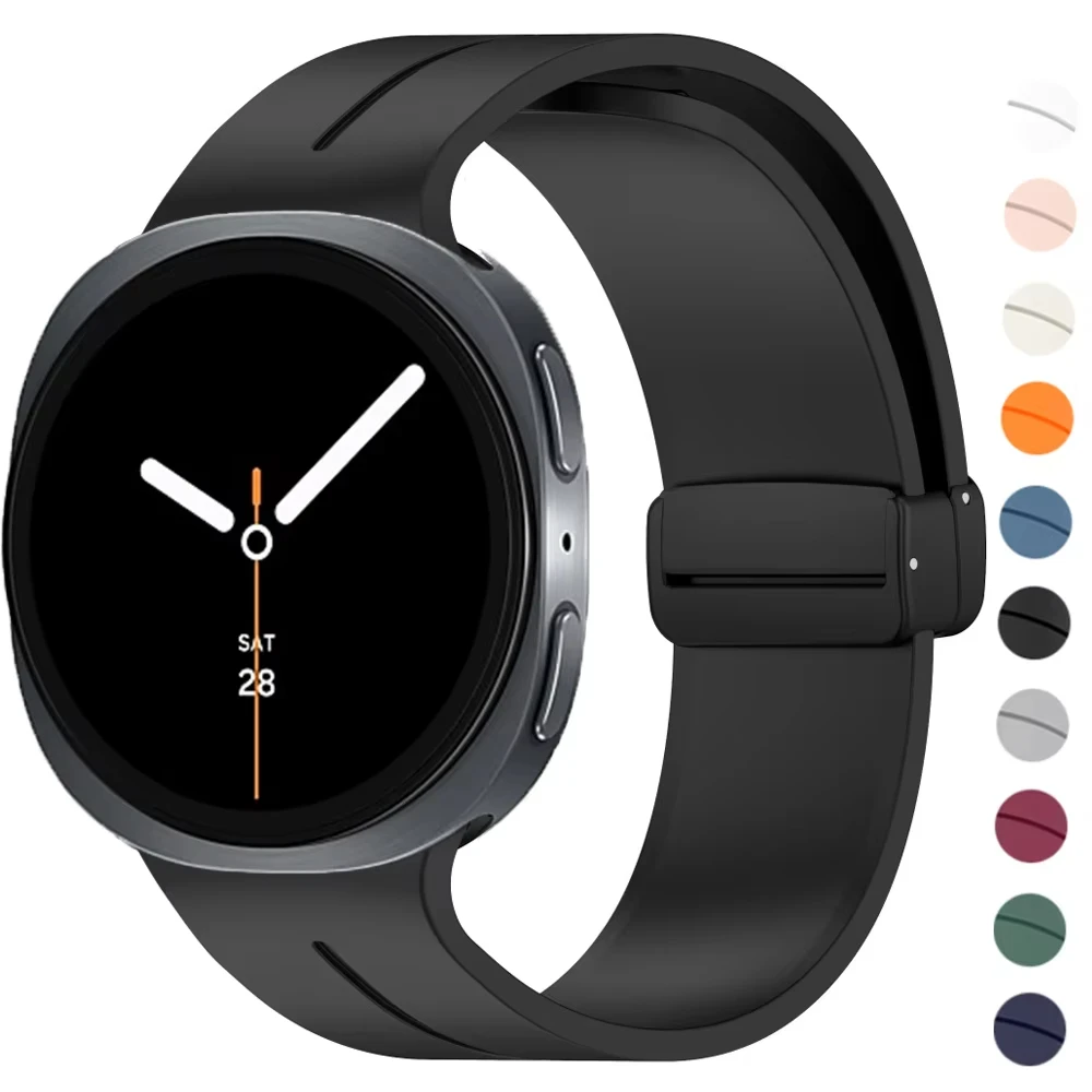 Sport-Silikonarmband für Samsung Galaxy Watch 8 40 mm 44 mm. Armband für Samsung Galaxy Watch 8 Classic 46 mm. Magnetisches Schnallenarmband