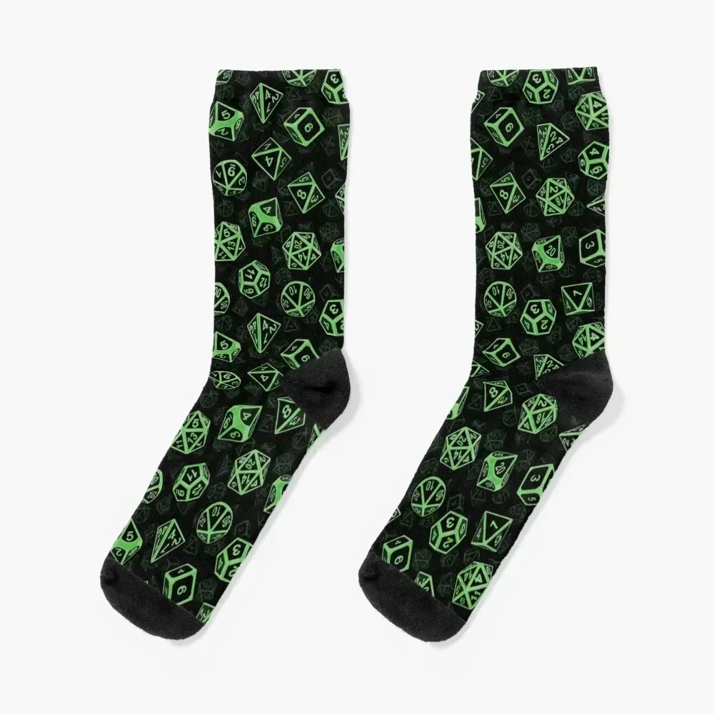 

D20 Dice Set Pattern (Green) Socks funny sock floral professional running Toe sports Ladies Socks Men's