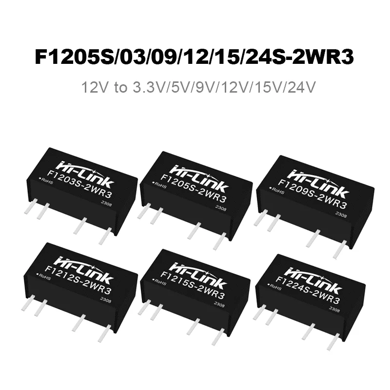 2W SIP Power Converter F1203S F1224S 3000VDC Dielectric Barrier 90 Percent Transfer Low Idle Single Unadjusted Output Unit