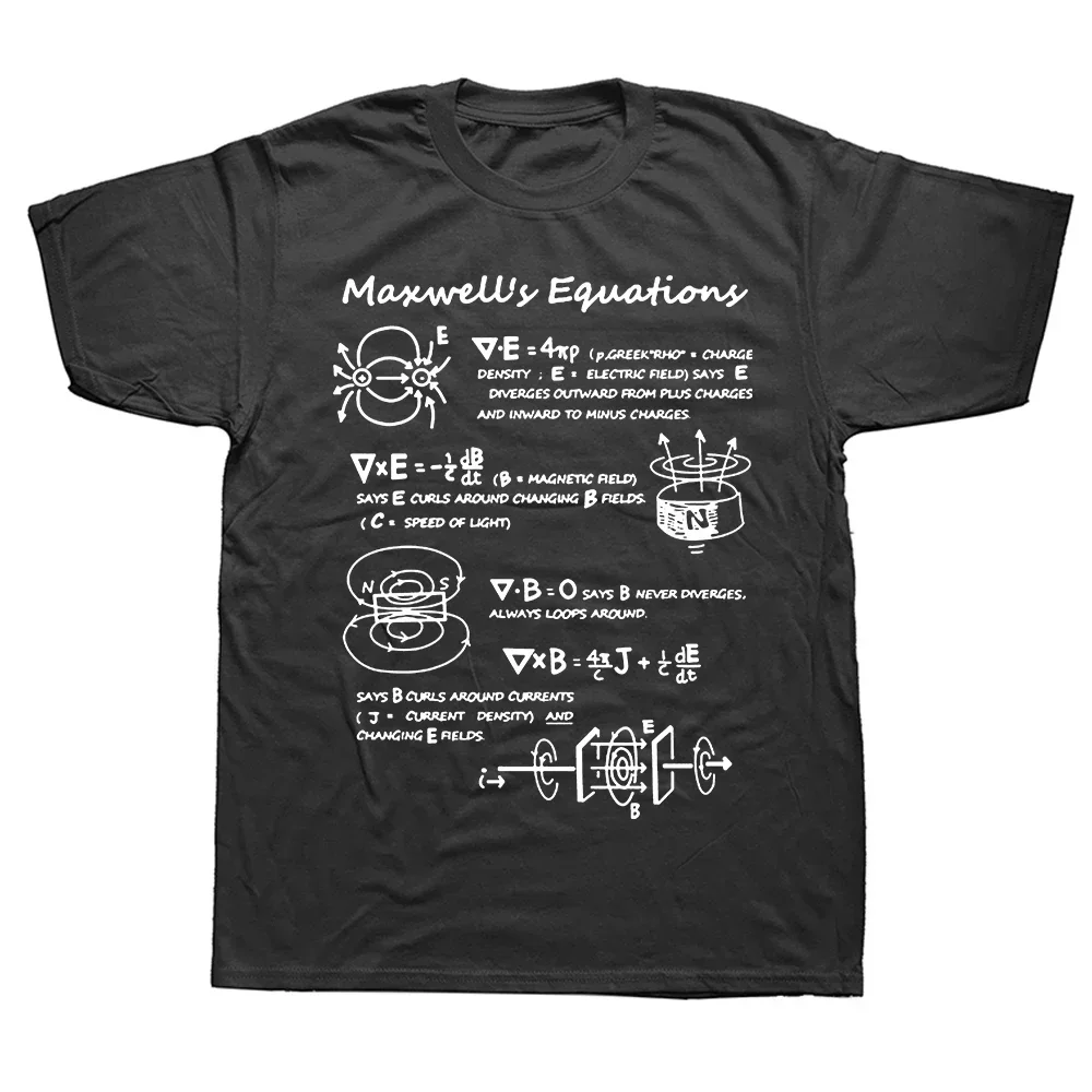 New Euro Size Math Loose Tshirt Funny Electromagnetic Physics Maxwell Equation Formula T Shirts Graphic Casual Cotton Summer Men