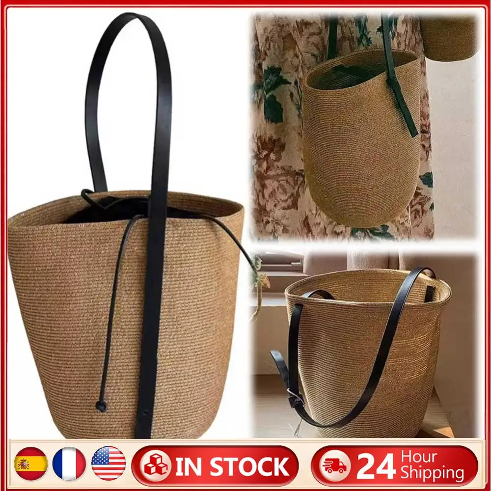 

Bucket Bag for Women with Adjustable Strap Summer Beach Bag Solid Shoulder Bag Cute Handbag for Travel Shopping