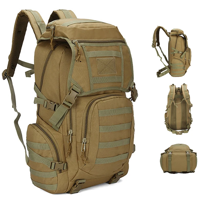 

50L Tactical Backpack Outdoor Sport Hiking Rucksack 3P Molle Daypack Camping Hunting Climbing Bag Waterproof Fishing Hiking Bags