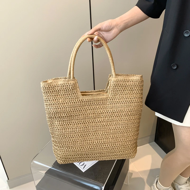 Neue Modische Lässige Stroh-Tragetasche für Damen, Sommer-Designer-Schultertasche mit Großer Kapazität, Strand-Strohtasche, Damen-Reise-Korbtasche