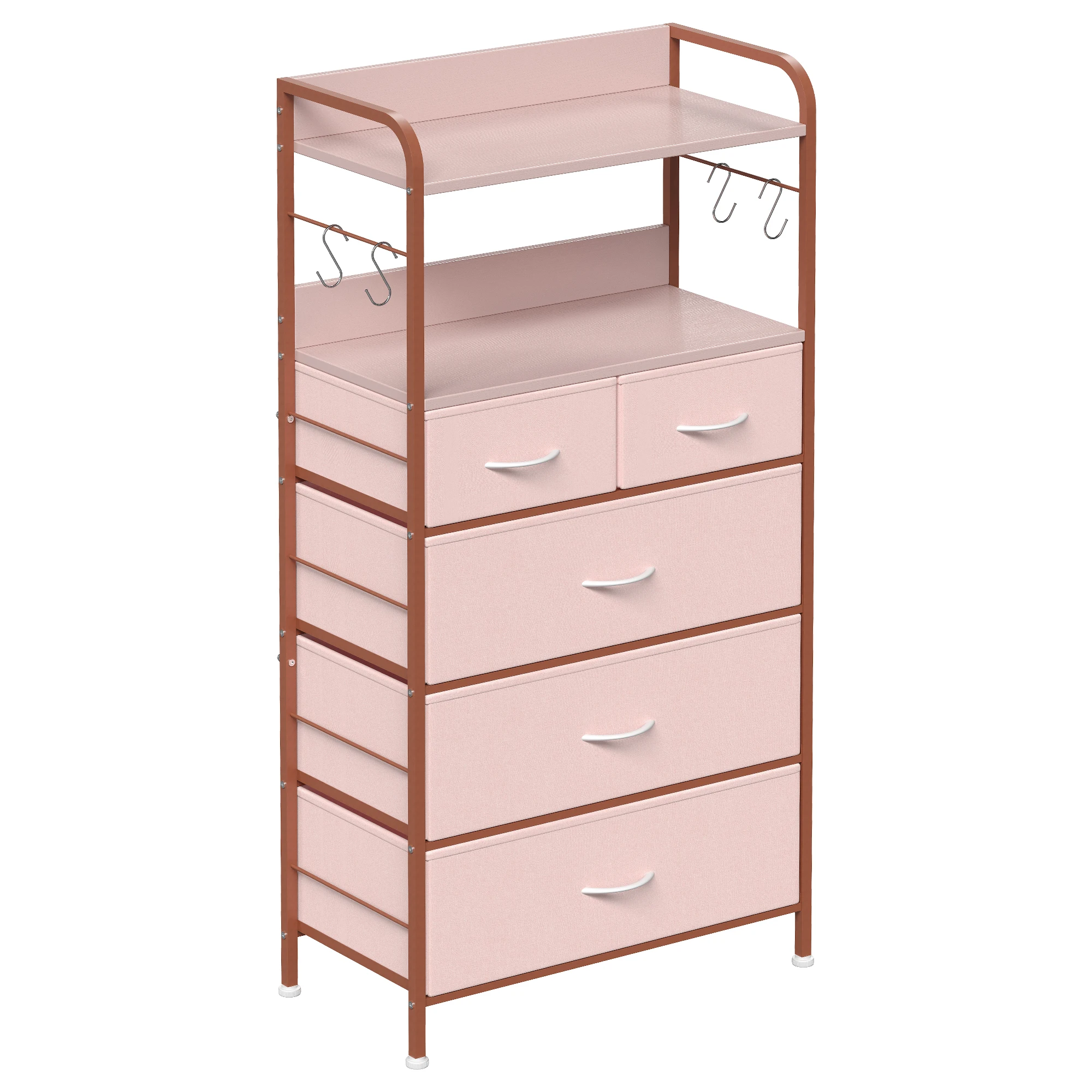 5 Drawers Dresser for Bedroom, Dressers & Chests of Drawers for Hallway, Entryway, Storage Organizer Unit with Fabric, Wood Tabl