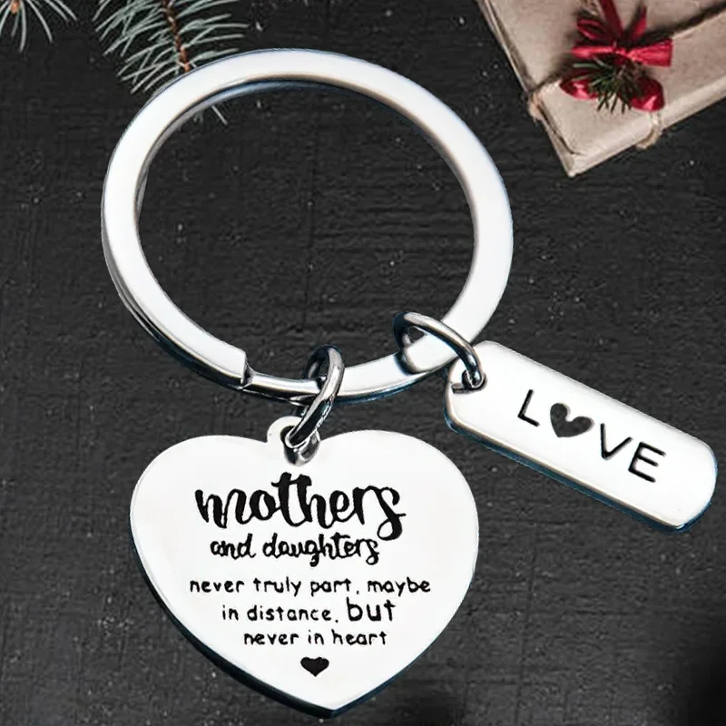 Cute Mother Daughter Gift Keychain Pendant Mom Birthday Gifts Key Chain Keyrings Mothers and Daughters Never Truly Part