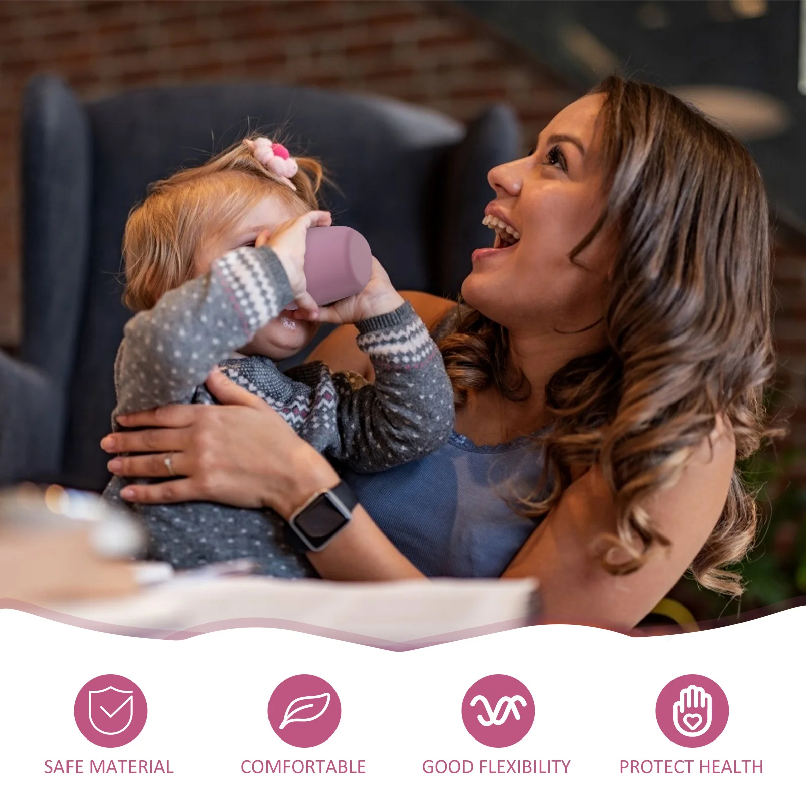 

1pc Baby Silicone Food Grade Training For Infants Toddlers Ergonomic Non-Spill Learning Cup Silicone Drinking Cup For Baby