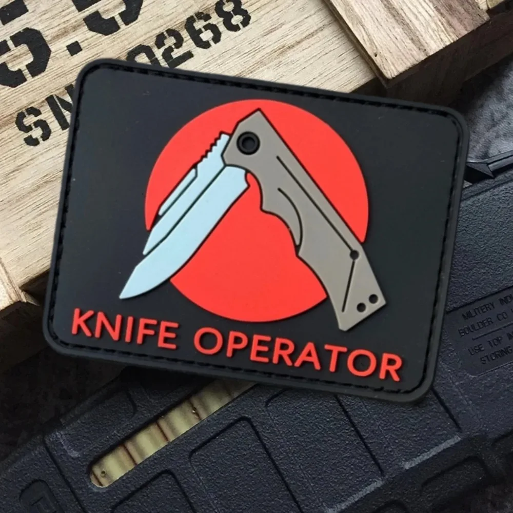 

Knife Operator 3D PVC Hook & Loop Patches for Clothing Tactical Morale Badge Military Army Armband Backpack Appliques Sticker