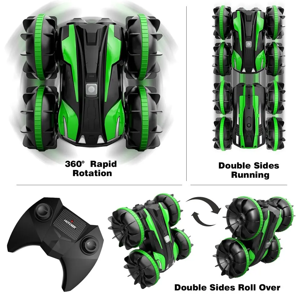 2.4G amfibia kaskaderska pojazd zdalnie sterowany dwustronny upadki wspinaczka RC samochód kaskaderski zabawka elektryczna dla dzieci prezenty