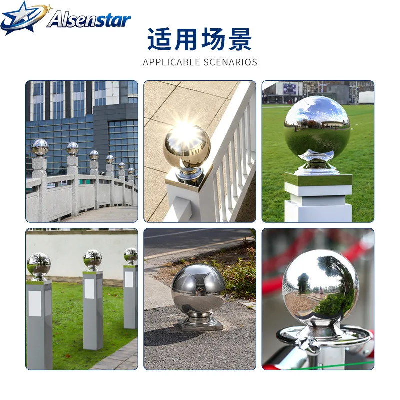 304 stainless steel square tube connected ball, titanium-plated golden staircase handrail, round ball-shaped square base decorat