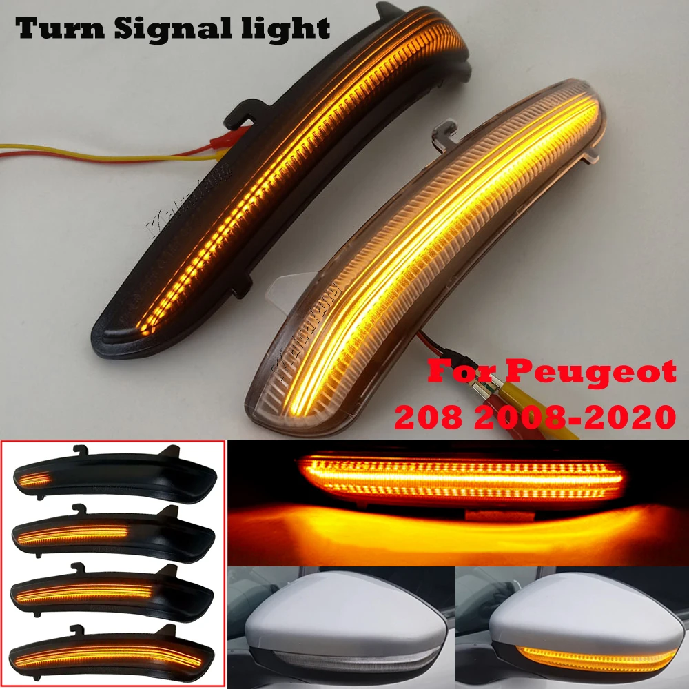 2 Pieces For Peugeot 208 2008 2012-2020 Citroen C3 Dynamic Turn Signal Light LED Side Mirror Indicator Blinker Lamp Car Styling