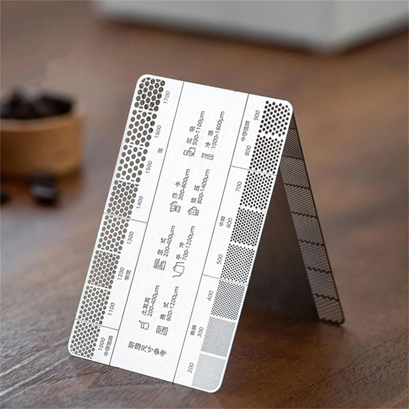 Stainless Steel Coffee Reference Card, Metal Coffee Size Ruler, Professional Coffee Bean Grinder Accessories