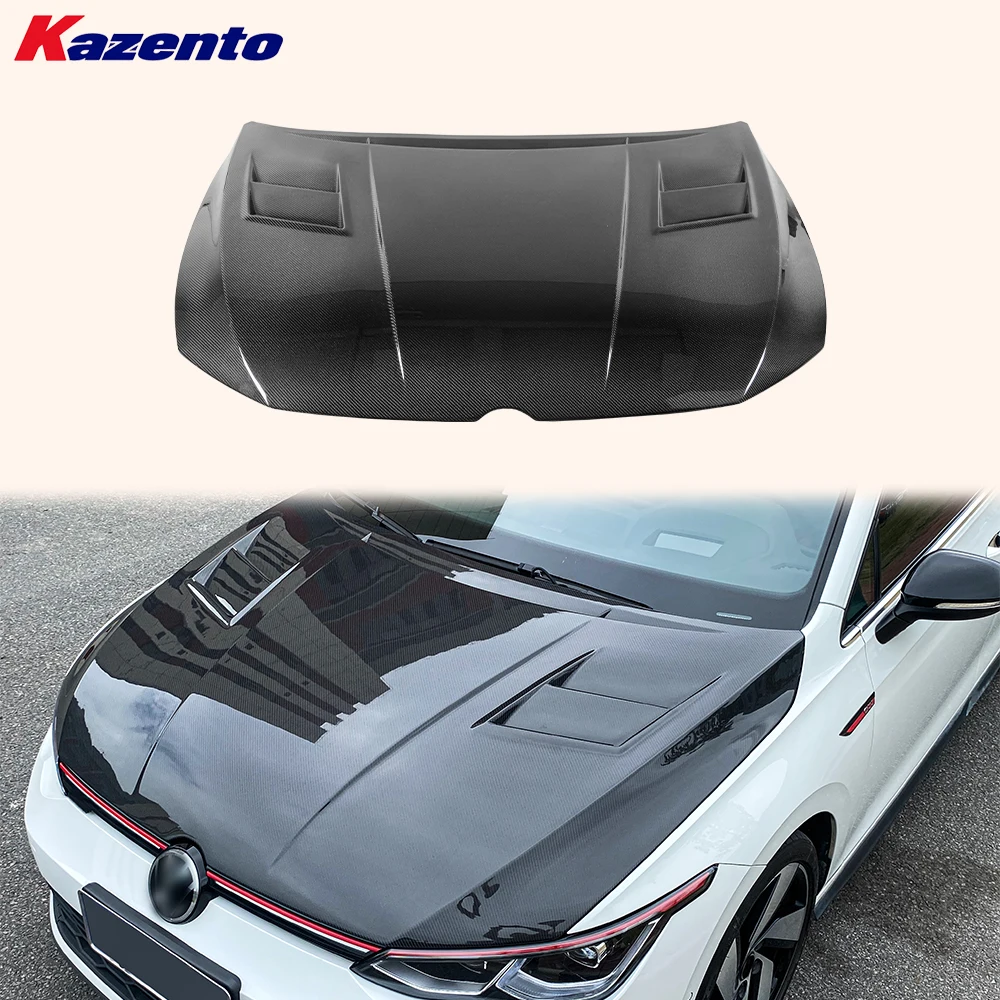 

For VW Golf 8 R GTI Hatchback 2019-2024 Carbon KZ Style Front Vented Cooling Hood
