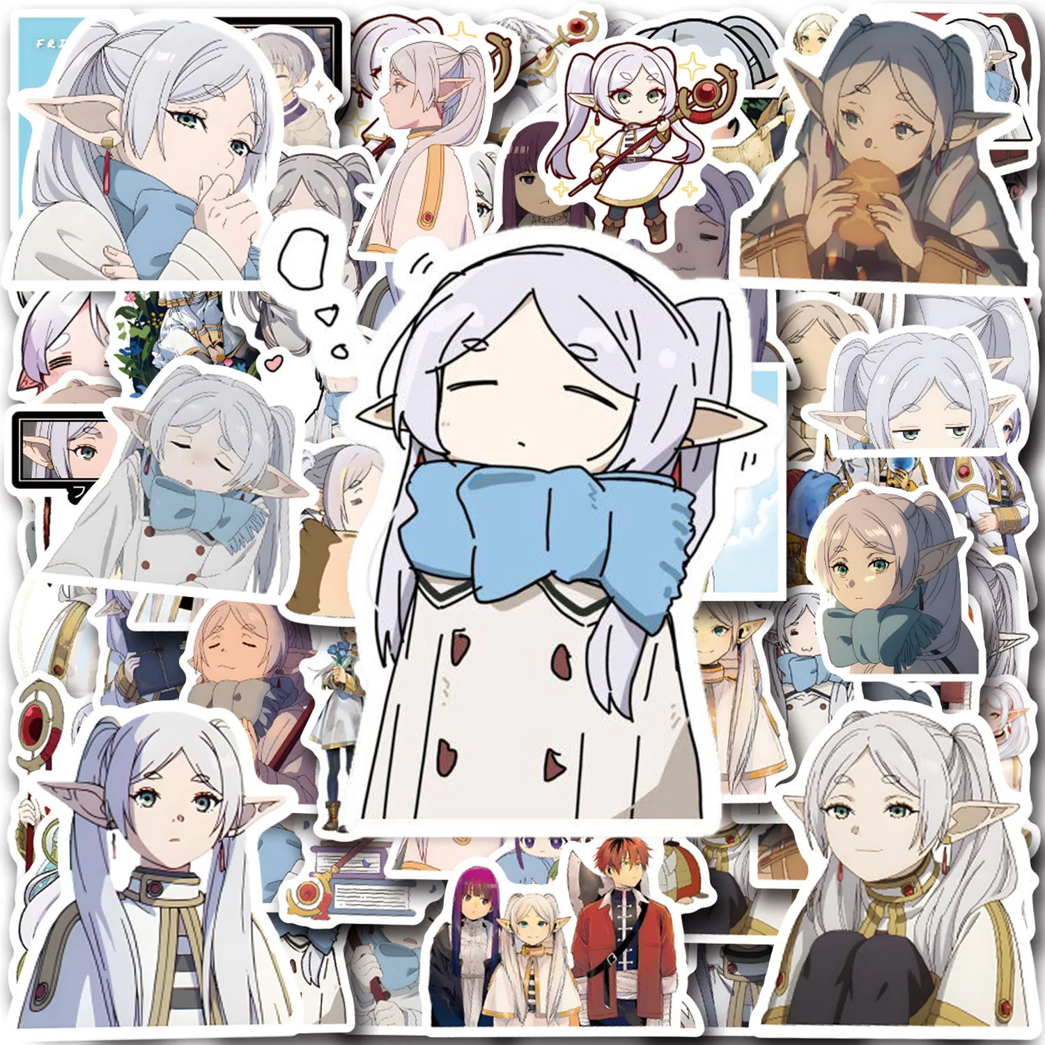 55PCS Frieren Beyond Journeys Stickers Frieren DIY Stickers Scrapbooking Phone Luggage Waterproof Decals