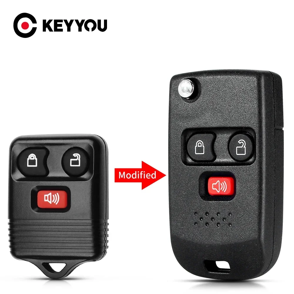 KEYYOU 2+1 Buttons Auto Smart Control Key  For Ford Escape F 150 Explorer 2001 2007 Modified Car Remote Key Shell