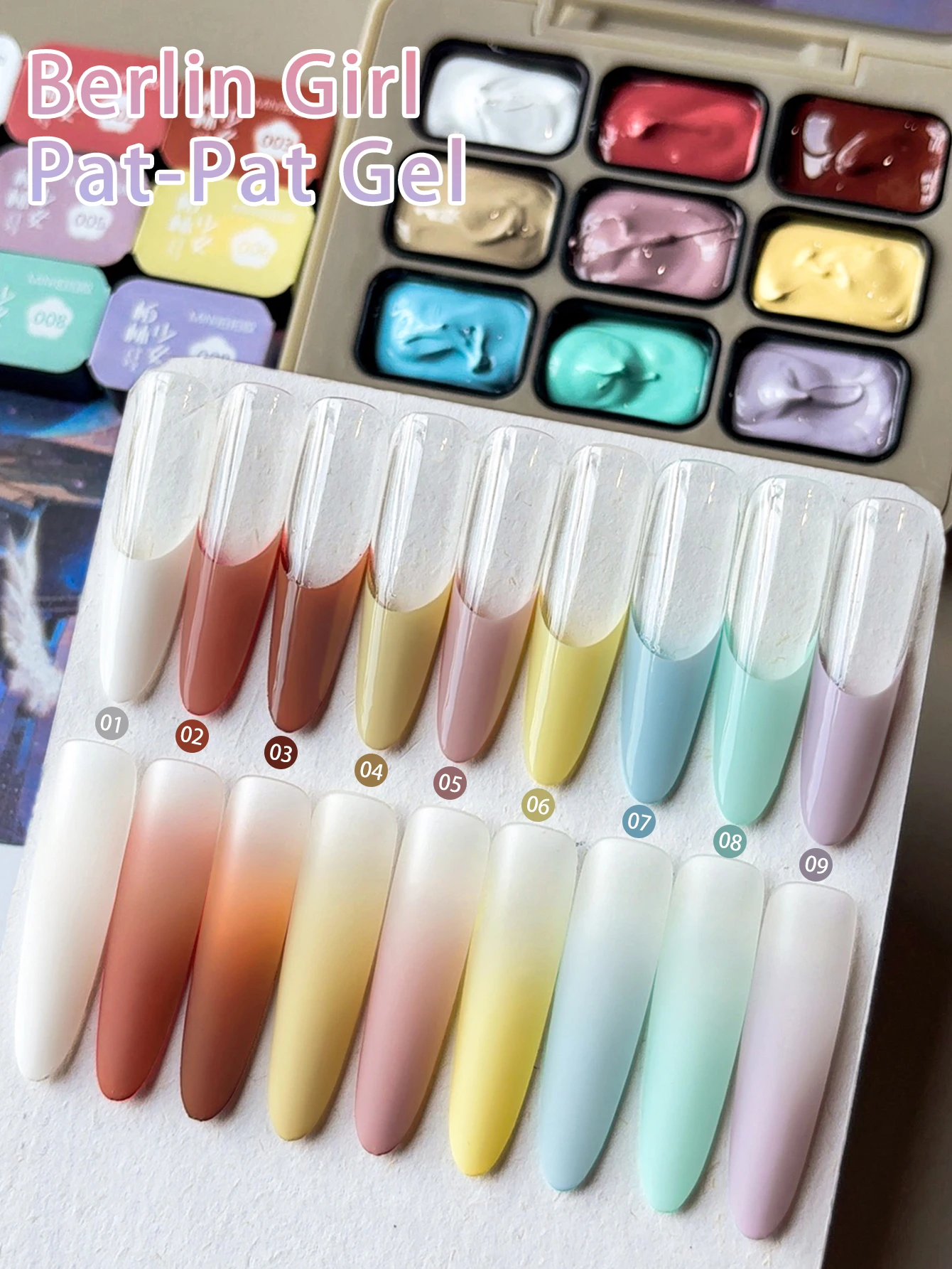 

9-colors Berlin Girl Patting Glue Smudge Canned High Saturation Popular Semi-Solid Nail Polish Glue Nail Salon