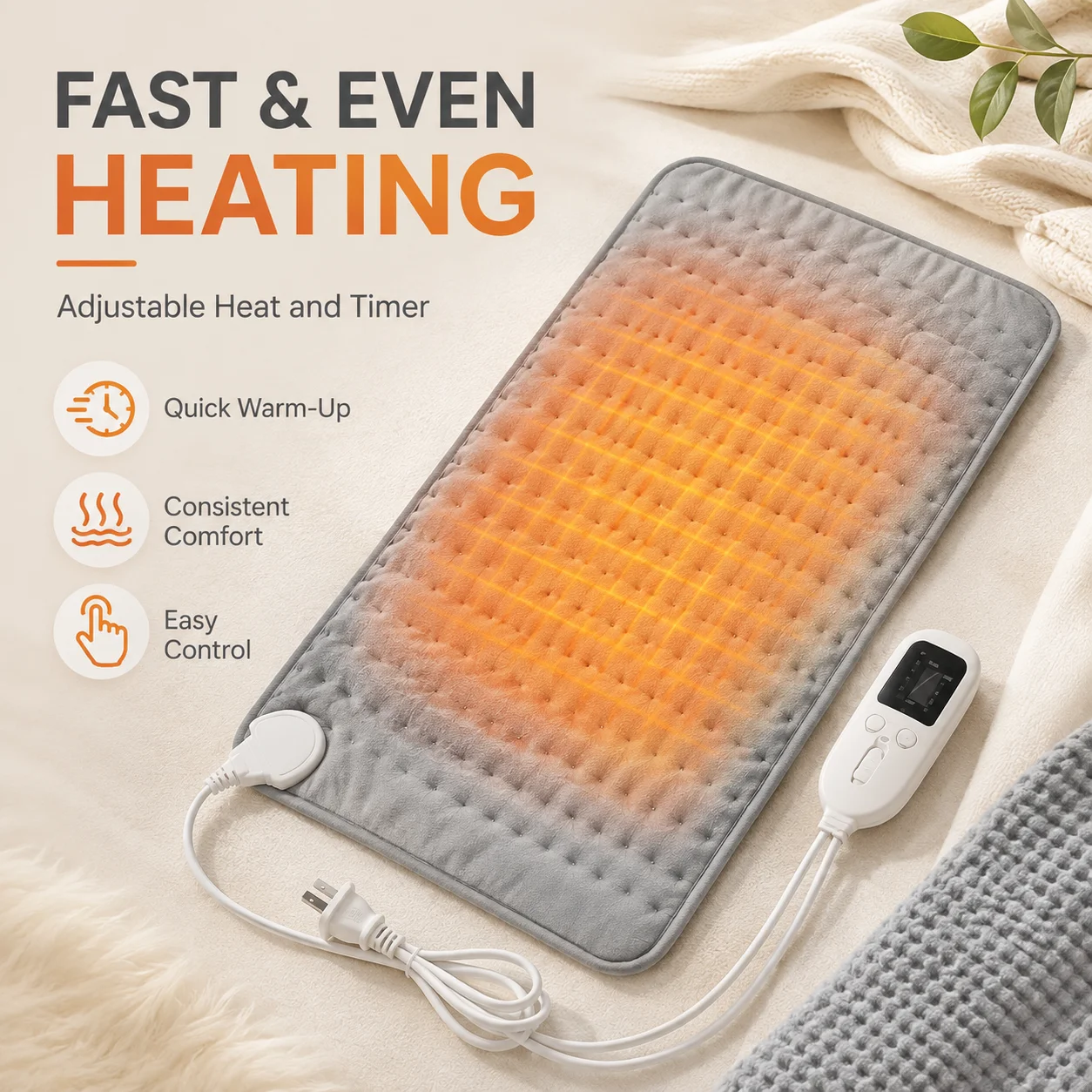 Electric Heating Physiotherapy Mat 6 Heat Settings 4‑Timer Auto‑Off Washable Thermal Pad for Body Foot Warm Therapy Pain Relie