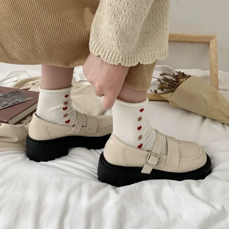 Brown Luxury Leather Casual Round Toe Ladies Footwear Japanese Style Lolita Gothic Women\'s Shoes Platform Buckle Mary Jane 39 E