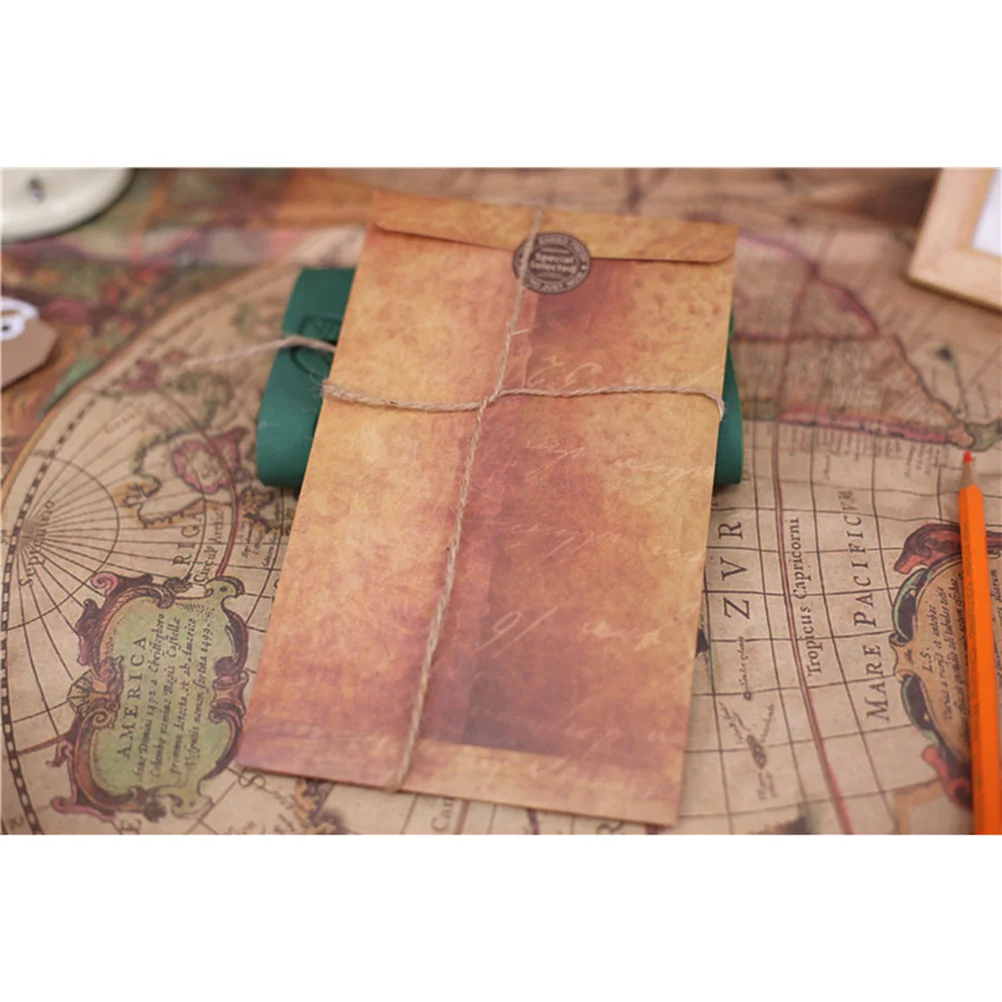 10Pcs Retro Kraft Envelopes Brown Recycled Paper Mailers for Postcard Photo Check Coin Storage Biodegradable Eco Friendly