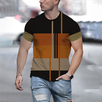 Fashion Geometric Stripe Print T-Shirt Comfortable Soft Crew Neck Short Sleeve Top 5XL Large Size Loose Basic T Shirt Clothing