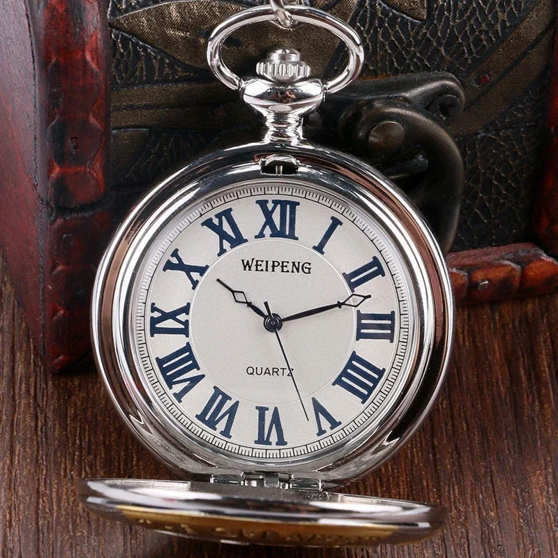Vintage Pocket Watch The Greatest Dad Design Men's Roman Number Quartz Watches with Pedant Chain Father Day Gift