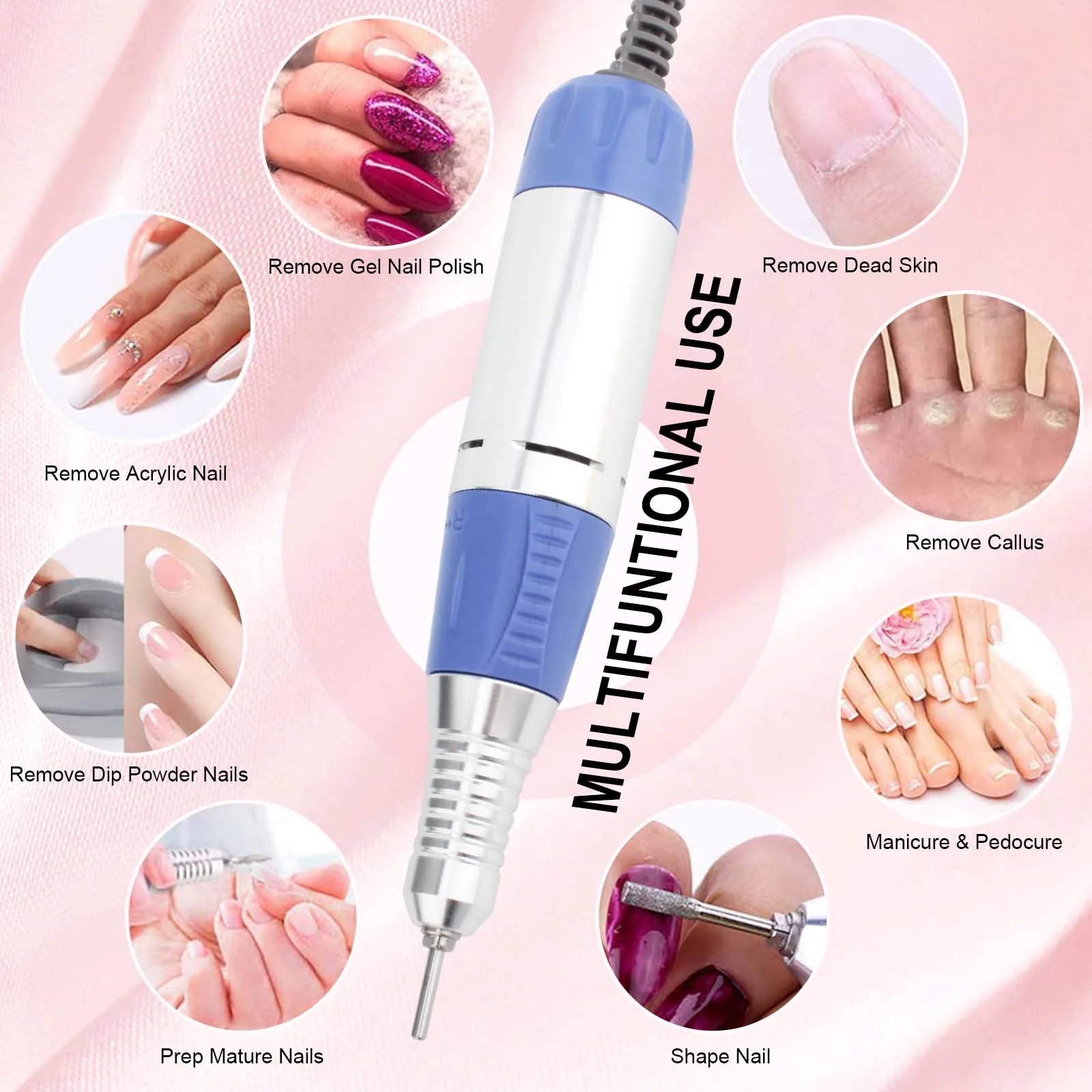 Nail Drill Professional JD700 Nail File Machine 30000RPM Professional Salon Nail Drill for Acrylic Nails Poly Nail Extension Gel