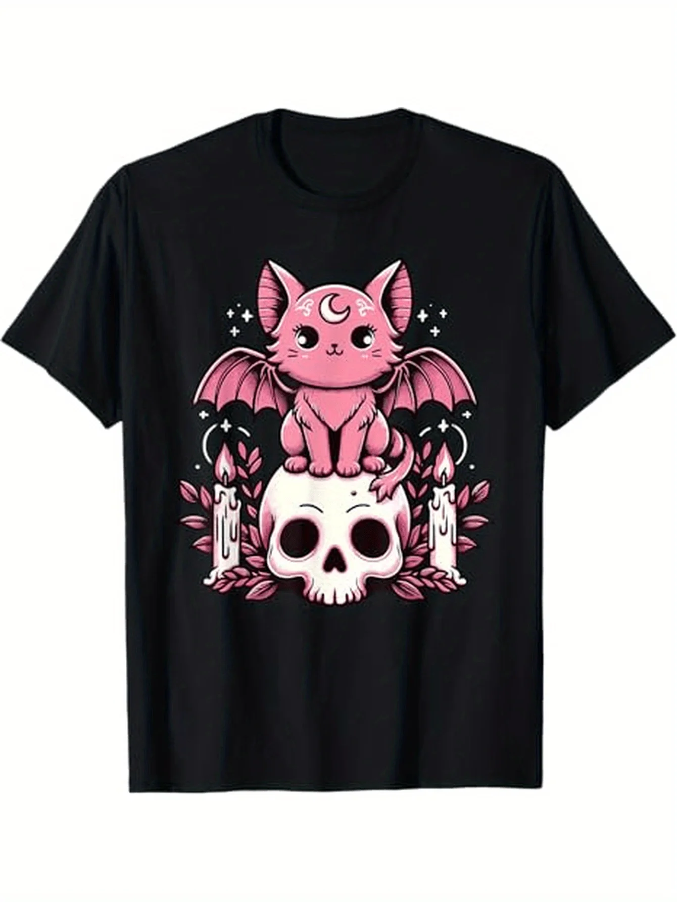 

Kawaii Pastel Goth Cute Creepy Cat Bat Skeleton T-Shirt, 100% Cotton, Gift for Men Women Dad Mom Friends, S-XXXL, Black