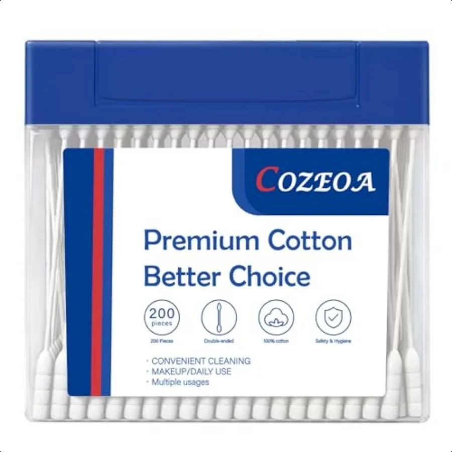 200 عدد مسحات قطنية 100 مسحات قطنية مزدوجة الأطراف قطع للأذنين مسحات قطنية مستديرة للمكياج مسحات الفم المهد