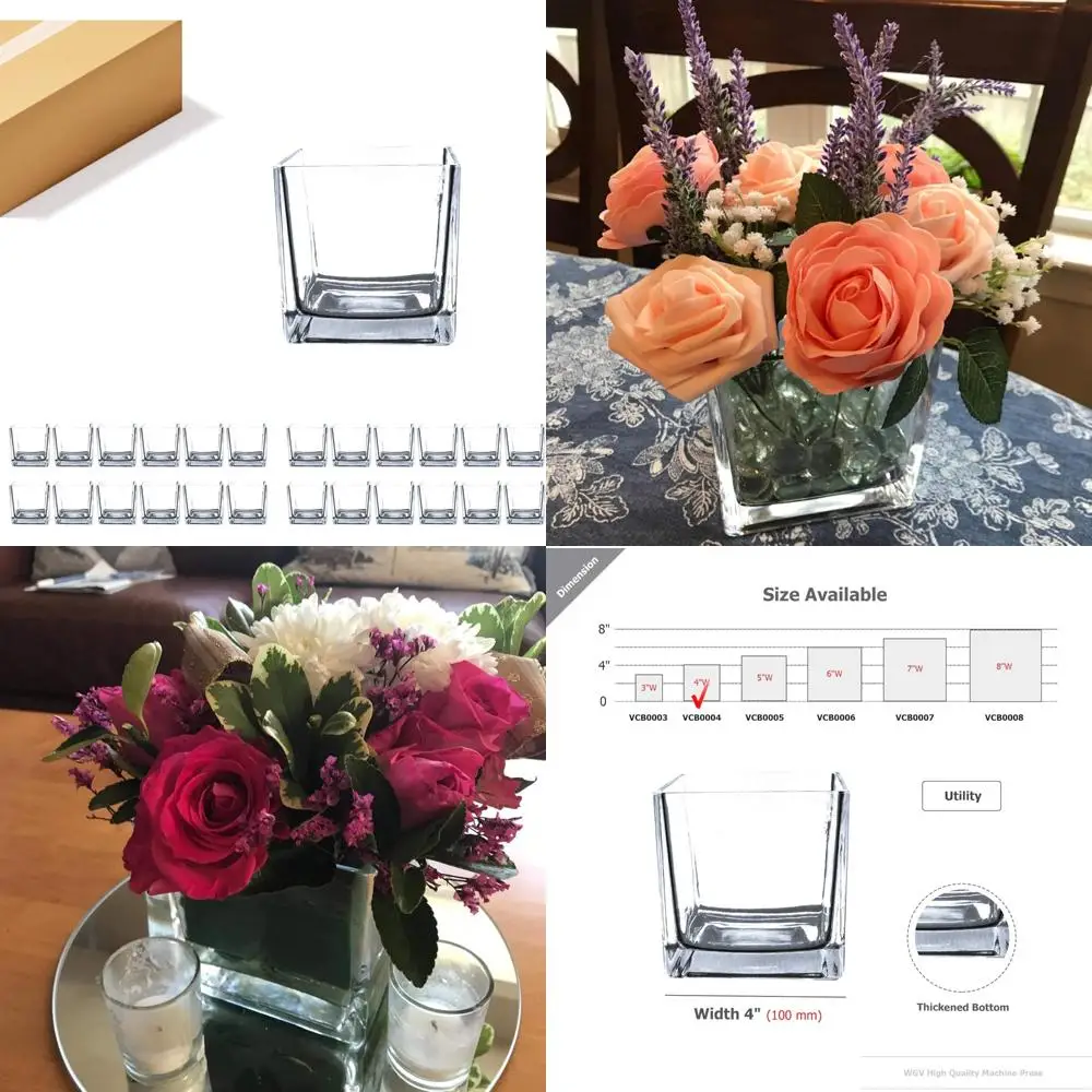 Vas Kubus Kaca Bening untuk Grosir, Tempat Lilin, 4x4x4 Inci, Aksen Bunga Elegan, Pot Tanaman, Terarium, Solusi Penyimpanan